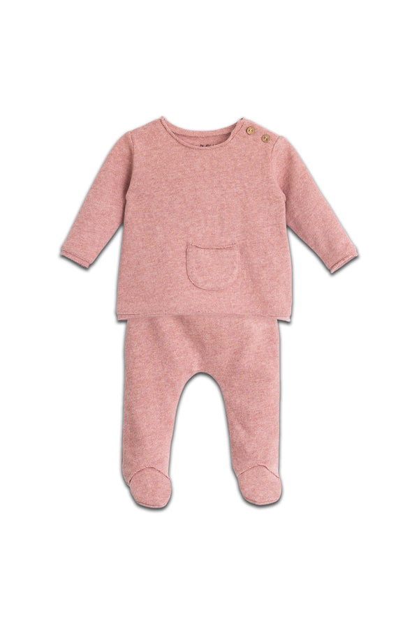 Pyjama bébé pour cadeau de naissance original - Play Up - Pyjama avec Pochette Rose en coton bio - Photo 1