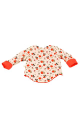 Gilet bébé pour idée cadeaux de naissance original - Little Woude - Gilet Asymétrique Coquelicots Rouge en coton bio - Photo 4