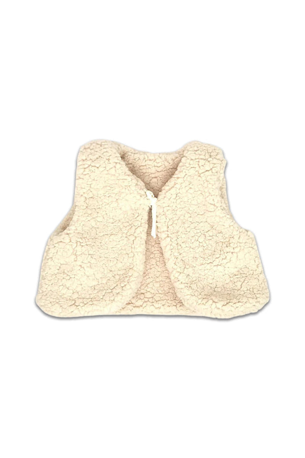 Gilet bébé pour cadeau de naissance original - Petit Pote - Gilet sans Manche Bébé Sherpa Ecru en coton bio - Photo 1