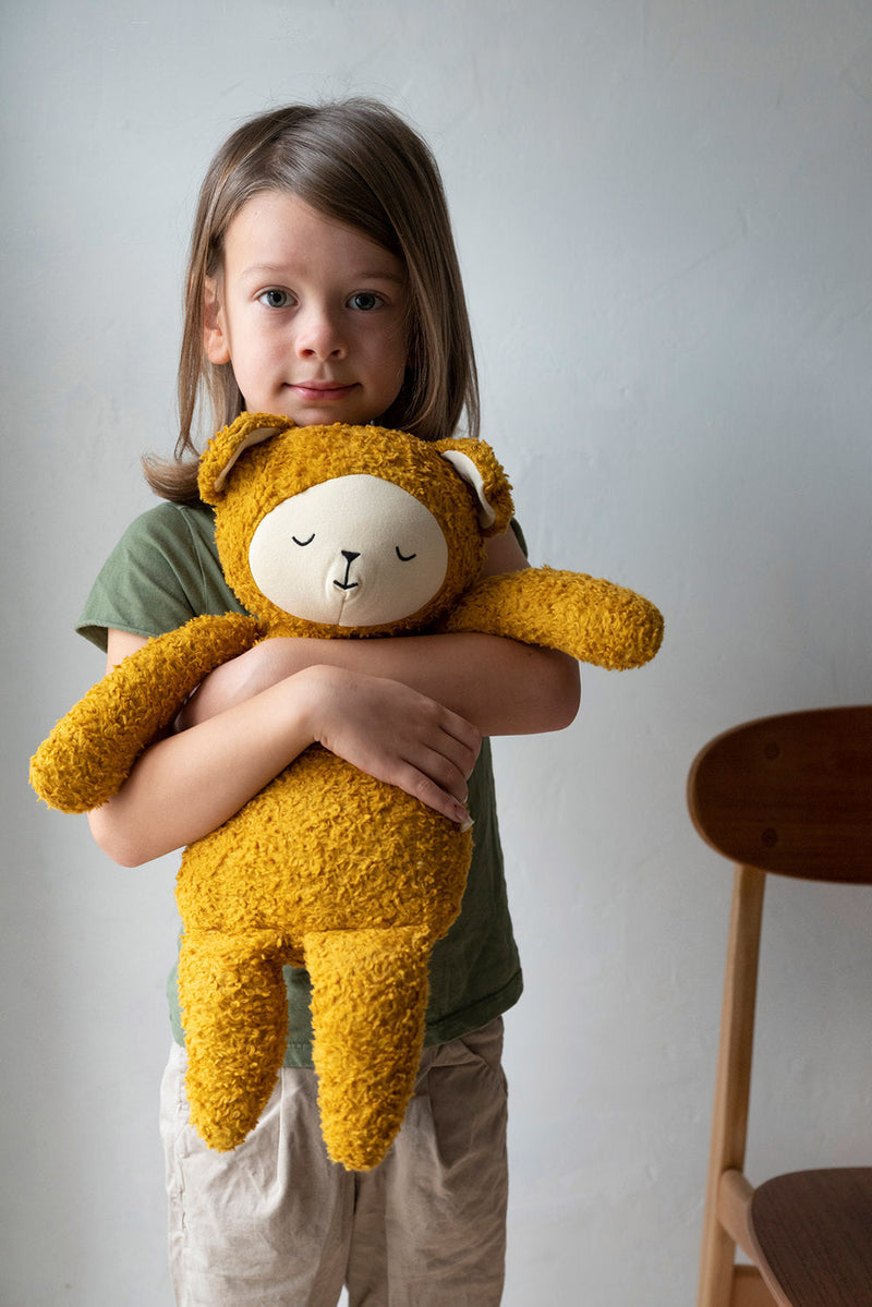 Grande Peluche Bébé en Coton Bio - Fabelab - Ours Brun – Pépites