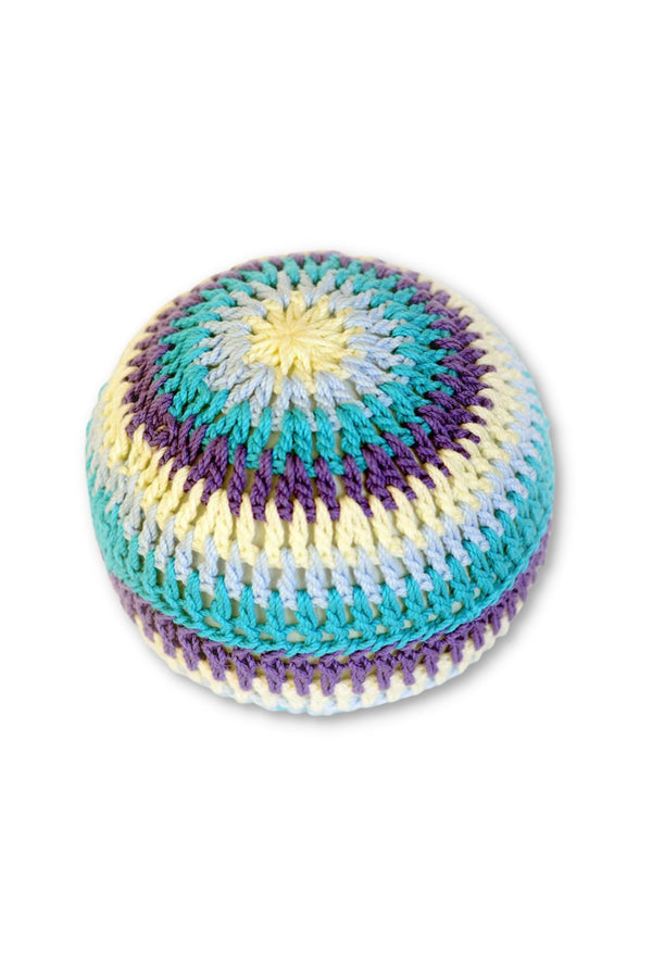 Hochet Balle en Crochet Bleue