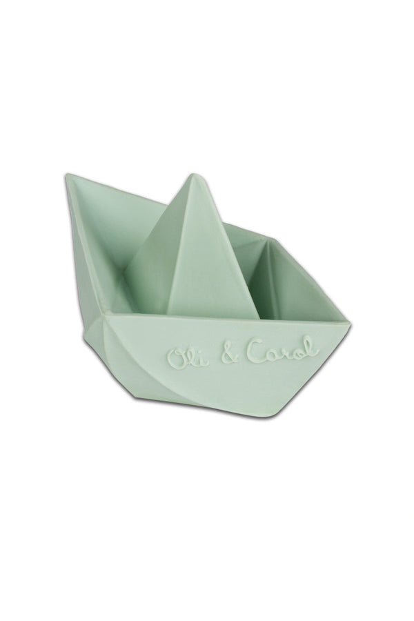 Jouet de Bain bébé pour cadeau de naissance original - Oli & Carol - Jouet de Bain Bâteau Origami Menthe en coton bio - Photo 1