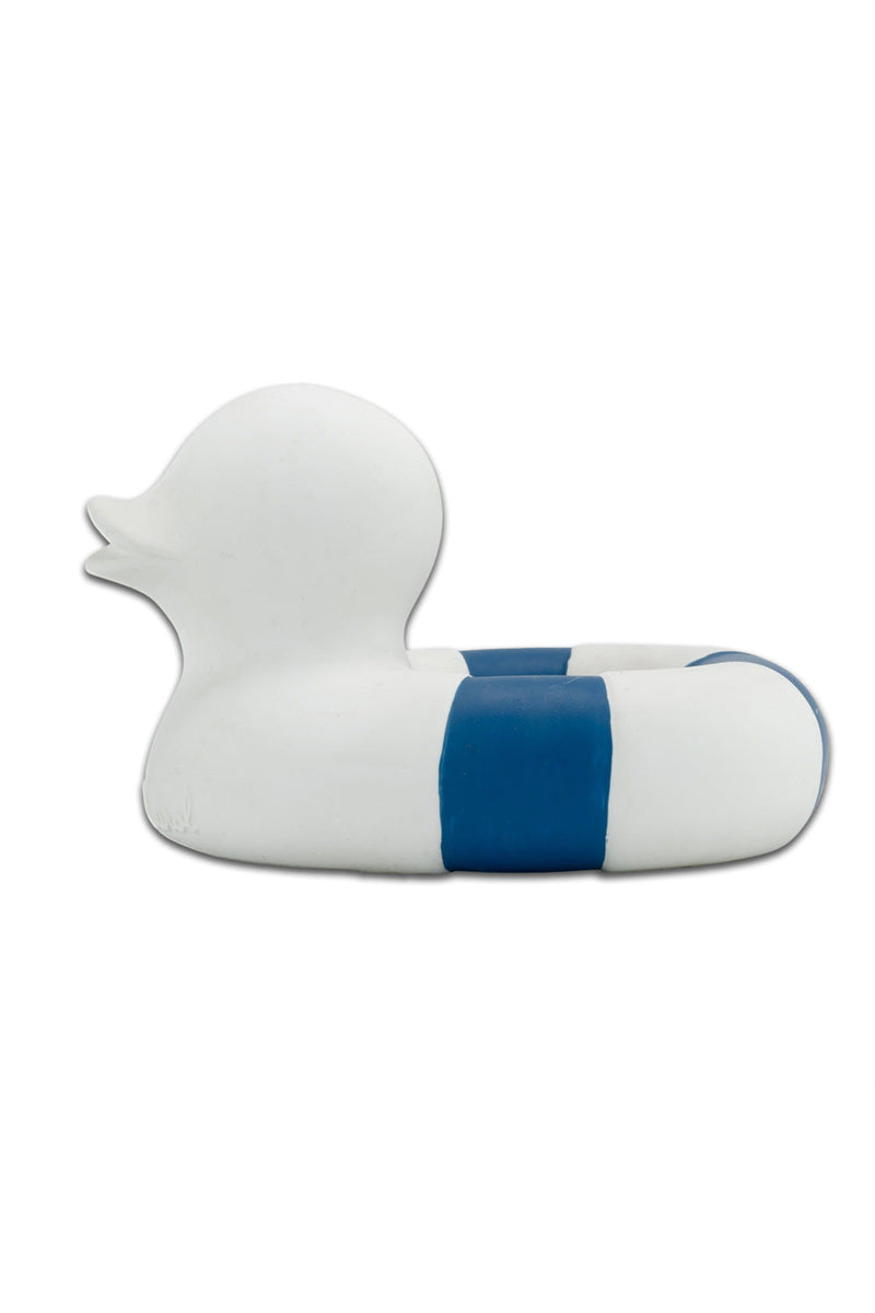 Jouet de Bain bébé pour cadeau de naissance original - Oli & Carol - Jouet de Bain Canard Flo the Floatie Bleu Marine en coton bio - Photo 1