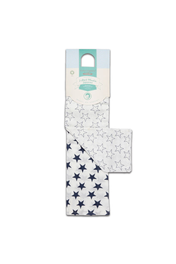 Lange bébé pour cadeau de naissance original - Sense Organics - Lot de 2 Langes Grosses Etoiles Bleues en coton bio - Photo 1