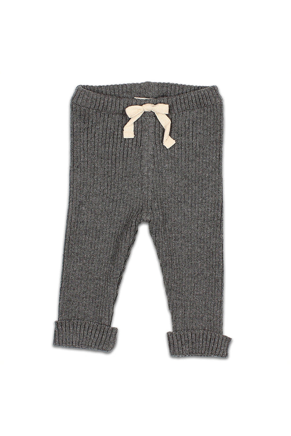 Legging bébé pour cadeau de naissance original - Buho - Legging en Maille Côtelée Gris en coton bio - Photo 1