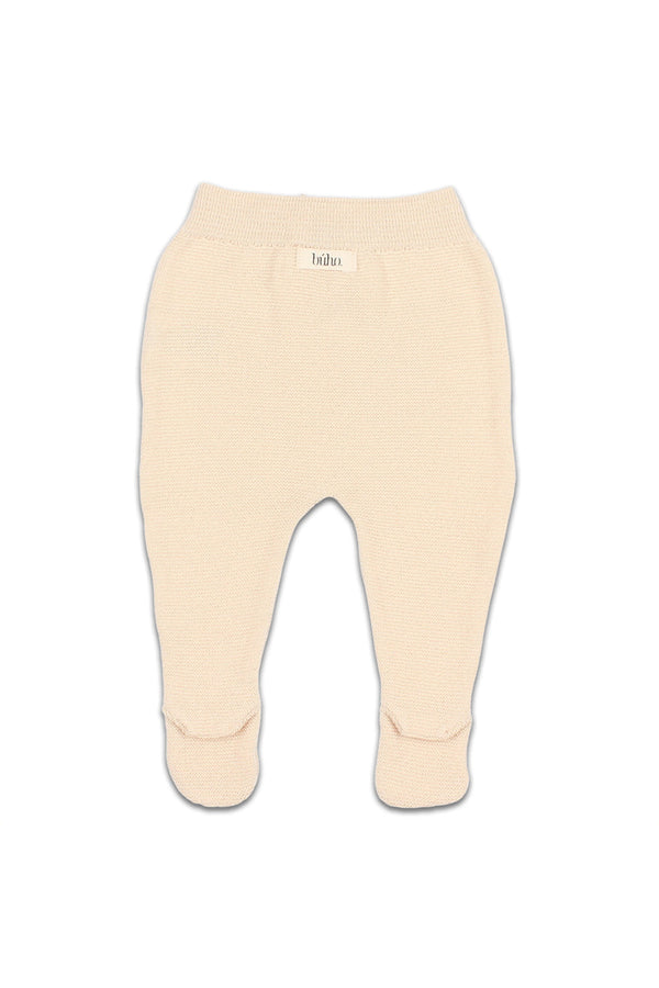 Legging bébé pour cadeau de naissance original - Buho - Legging avec Pieds Ecru en coton bio - Photo 1