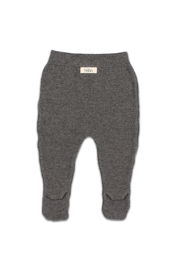 Legging bébé pour cadeau de naissance original - Buho - Legging avec Pieds Gris en coton bio - Photo 1