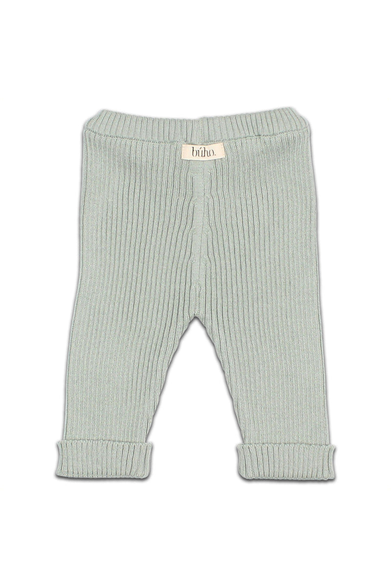 Legging bébé pour idée cadeaux de naissance original - Buho - Legging en Tricot Côtelé Cactus Vert Clair en coton bio - Photo 2