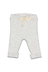 Legging bébé pour cadeau de naissance original - Buho - Legging en Tricot Côtelé IceBlue Gris Clair en coton bio - Photo 1