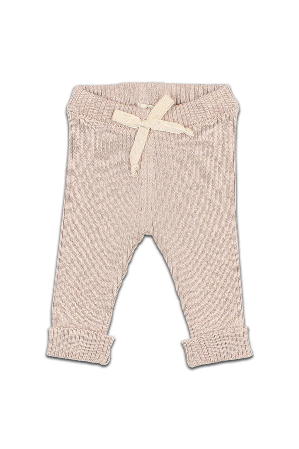 Legging bébé pour cadeau de naissance original - Buho - Legging en Tricot Côtelé Sesame Beige en coton bio - Photo 1