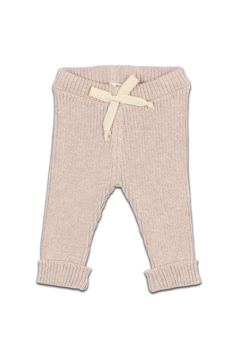 Legging bébé pour cadeau de naissance original - Buho - Legging en Tricot Côtelé Sesame Beige en coton bio - Photo 1