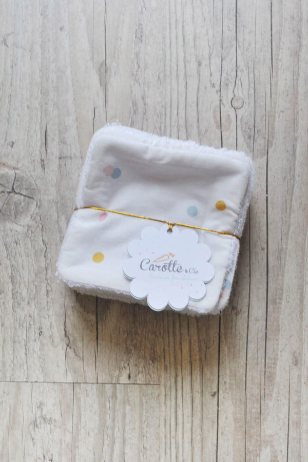 Lingettes lavables bébé pour idée cadeaux de naissance original - Carotte & Cie - Lot de 10 lingettes lavables Confettis en coton bio - Photo 2