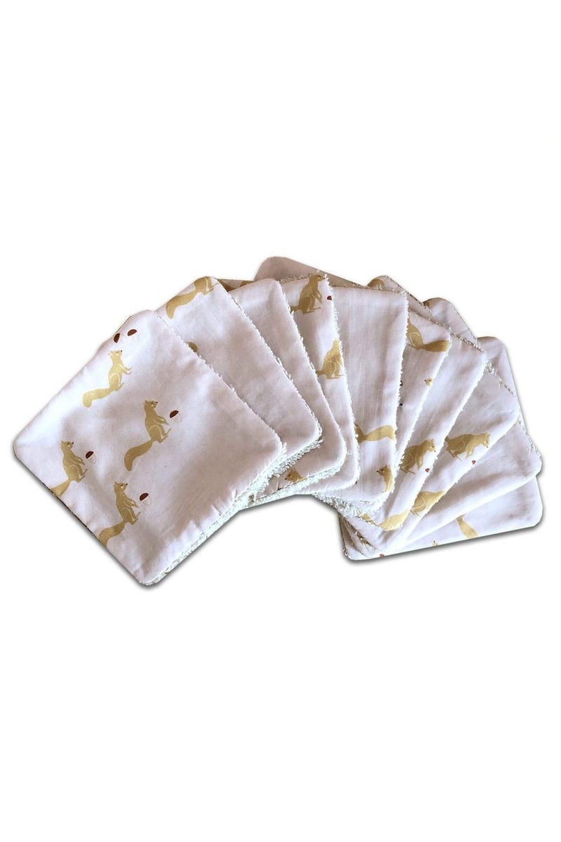Lingettes lavables bébé pour cadeau de naissance original - Carotte & Cie - Lot de 10 lingettes lavables Ecureuils en coton bio - Photo 1
