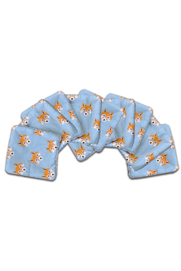 Lingettes lavables bébé pour cadeau de naissance original - Carotte & Cie - Lot de 10 lingettes lavables Renards bleus en coton bio - Photo 1