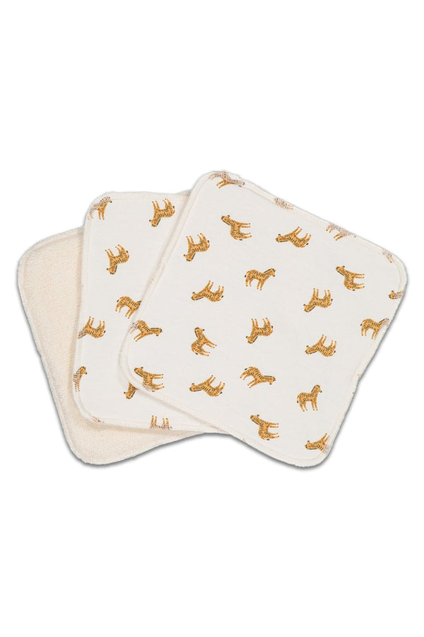 Lingettes lavables bébé pour cadeau de naissance original - Joey Paris - Lot de 3 Grandes Lingettes Lavables Sarah Zebra Blanches en coton bio - Photo 1