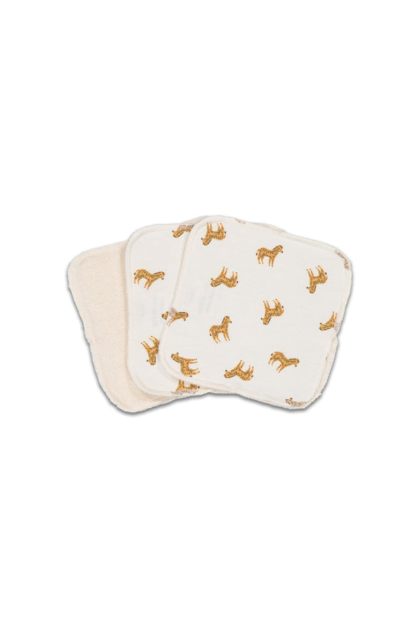 Lingettes lavables bébé pour cadeau de naissance original - Joey Paris - Lot de 3 Petites Lingettes-gants Lavables Zoe Zebra Blanches en coton bio - Photo 1