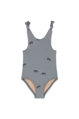 Maillot de Bain Une Pièce Roberta Poisson Boule Bleu Gris