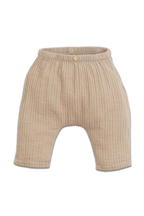 Pantalon bébé pour cadeau de naissance original - Play Up - Pantalon Woven Taupe en coton bio - Photo 1