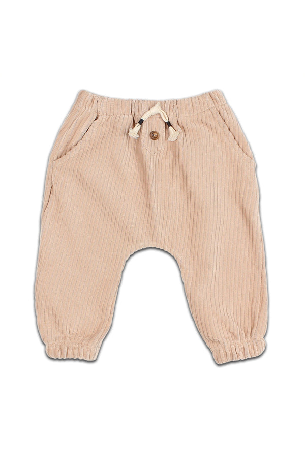 Pantalon bébé pour cadeau de naissance original - Buho - Pantalon en Velours Côtelé Beige en coton bio - Photo 1