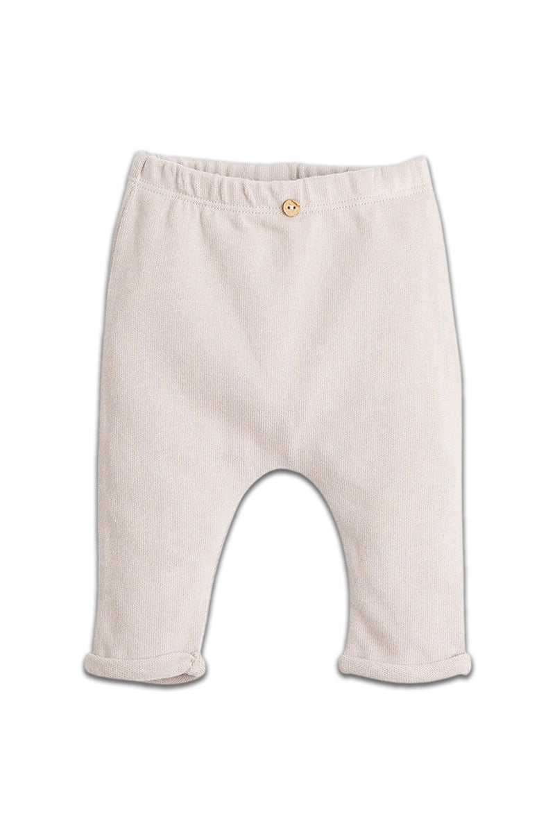 Pantalon bébé pour cadeau de naissance original - Play Up - Pantalon Jersey avec Bouton de Coco Ecru en coton bio - Photo 1