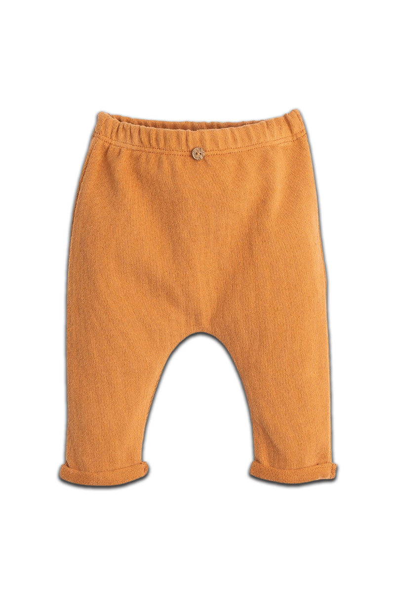 Pantalon bébé pour cadeau de naissance original - Play Up - Pantalon Jersey avec Bouton de Coco Orange en coton bio - Photo 1