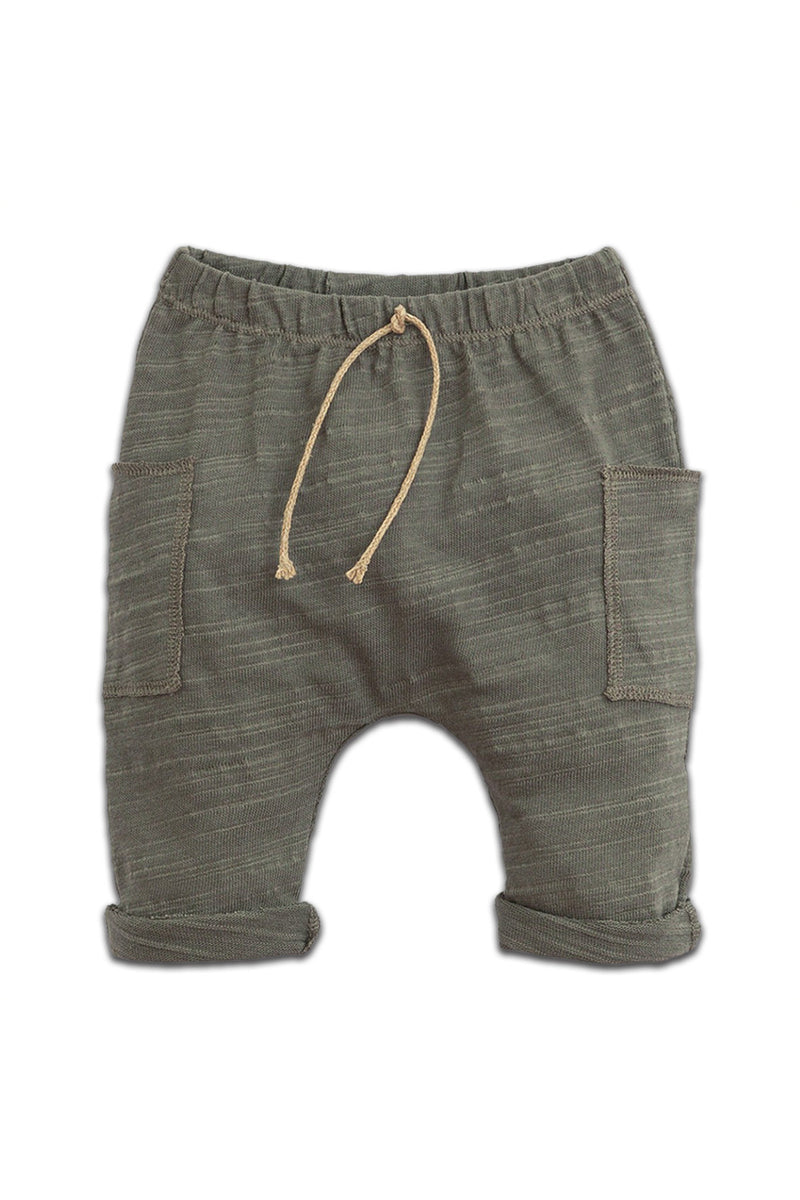 Pantalon bébé pour cadeau de naissance original - Play Up - Pantalon avec Poches Latérales Kaki en coton bio - Photo 1