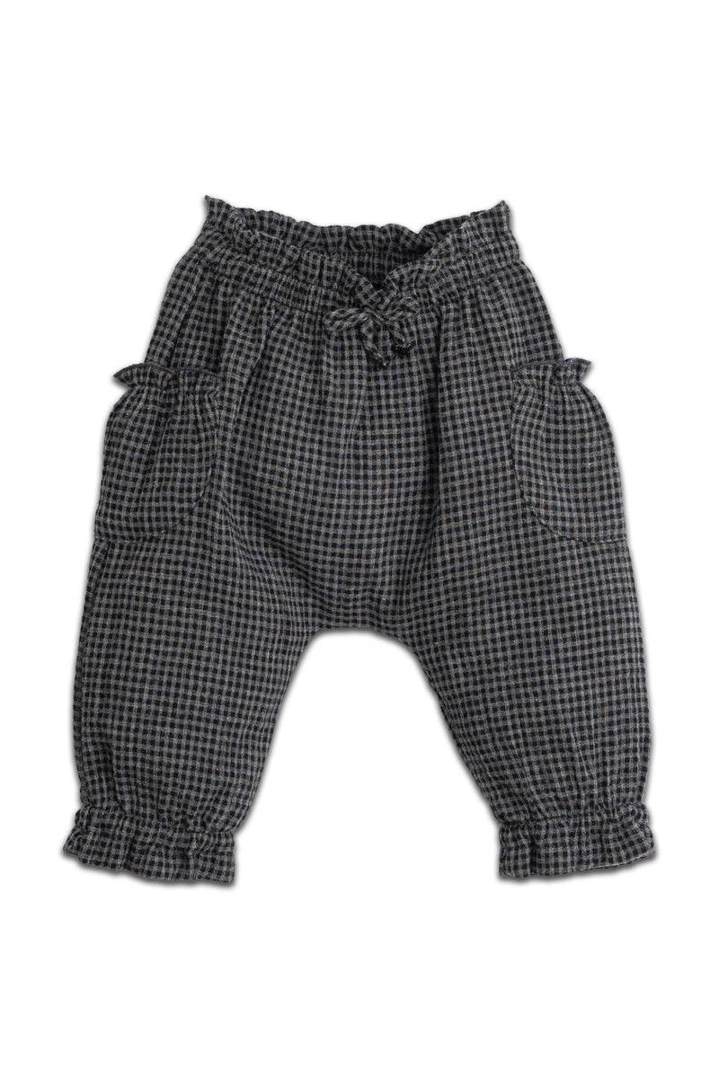 Pantalon bébé pour cadeau de naissance original - Play Up - Pantalon Vichy Gris Antracite en coton bio - Photo 1