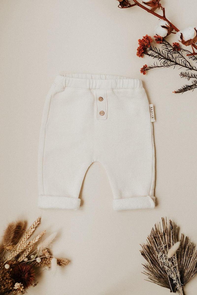 Pantalon bébé pour idée cadeaux de naissance original - Paulin - Pantalon Gabin Crème en coton bio - Photo 3