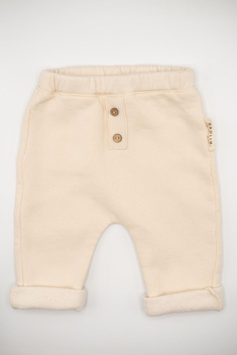 Pantalon bébé pour idée cadeaux de naissance original - Paulin - Pantalon Gabin Crème en coton bio - Photo 4