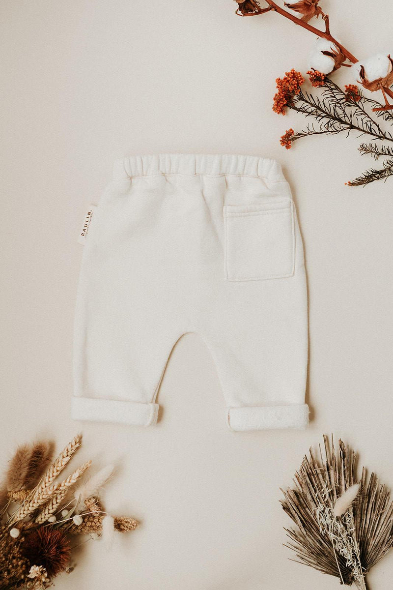 Pantalon bébé pour idée cadeaux de naissance original - Paulin - Pantalon Gabin Crème en coton bio - Photo 5