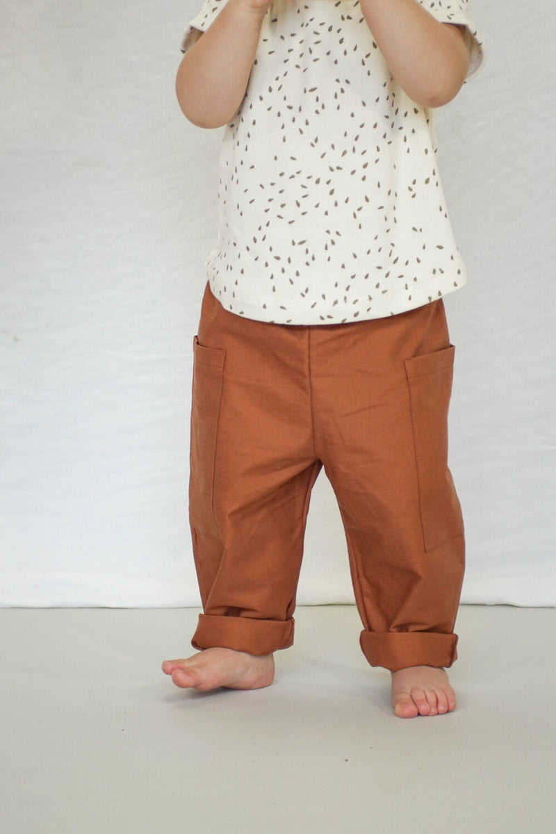 Pantalon bébé pour idée cadeaux de naissance original - Minabulle - Pantalon Anatole Cannelle en coton bio - Photo 2