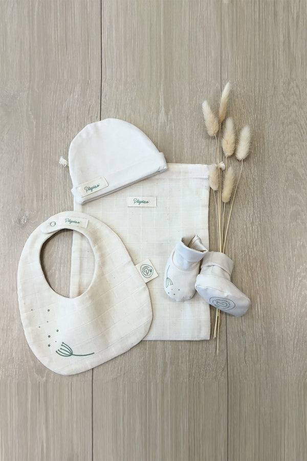 Pochon de Naissance bébé pour idée cadeaux de naissance original - Pitigaïa - Pochon de Naissance en Coton Bio Blanc en coton bio - Photo 2