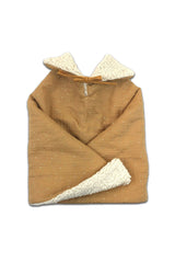 Poncho bébé pour cadeau de naissance original - Petit Pote - Poncho Evolutif Double-Gaze Camel & Sherpa Ecrue en coton bio - Photo 1