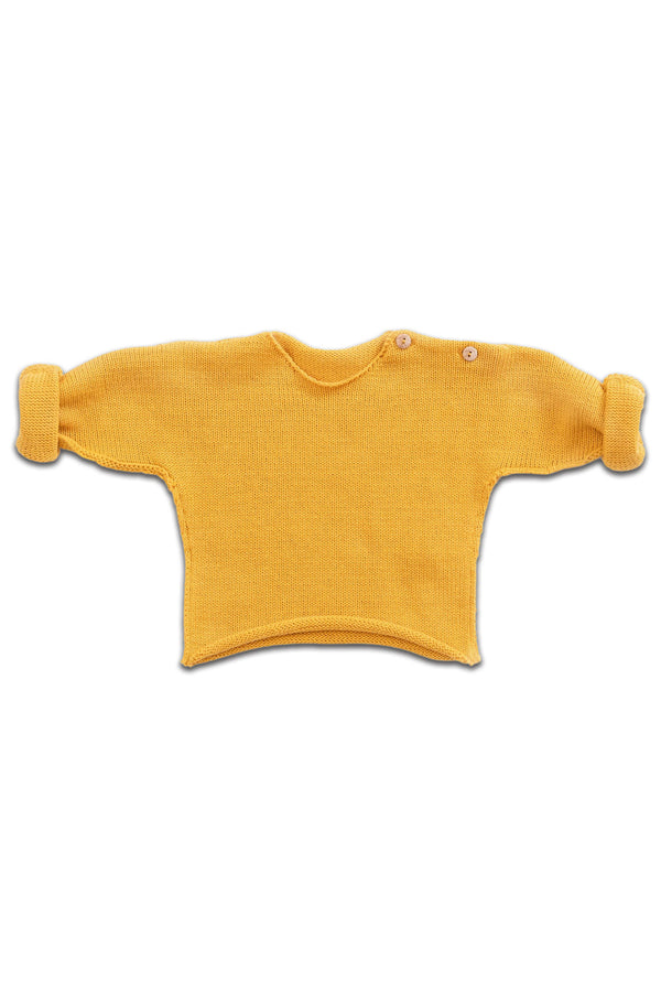 Chandail bébé pour cadeau de naissance original - Play Up - Pull Tricoté Jaune en coton bio - Photo 1