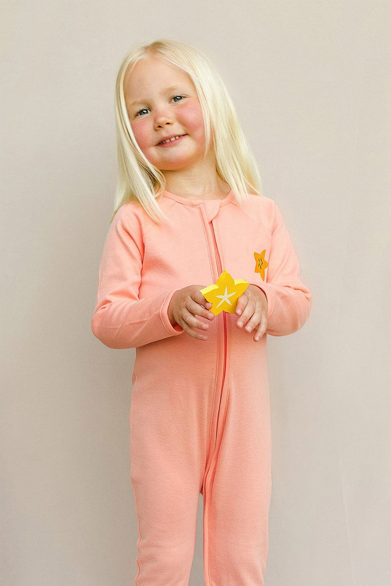 Pyjama bébé pour cadeau de naissance original - Comète Paris - Pyjama Carambole Rose Corail en coton bio - Photo 1