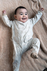 Pyjama bébé pour idée cadeaux de naissance original - Risu Risu - Pyjama Domino Imprimé Ecureuil Beige en coton bio - Photo 2