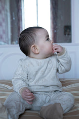 Pyjama bébé pour idée cadeaux de naissance original - Risu Risu - Pyjama Domino Imprimé Ecureuil Beige en coton bio - Photo 3