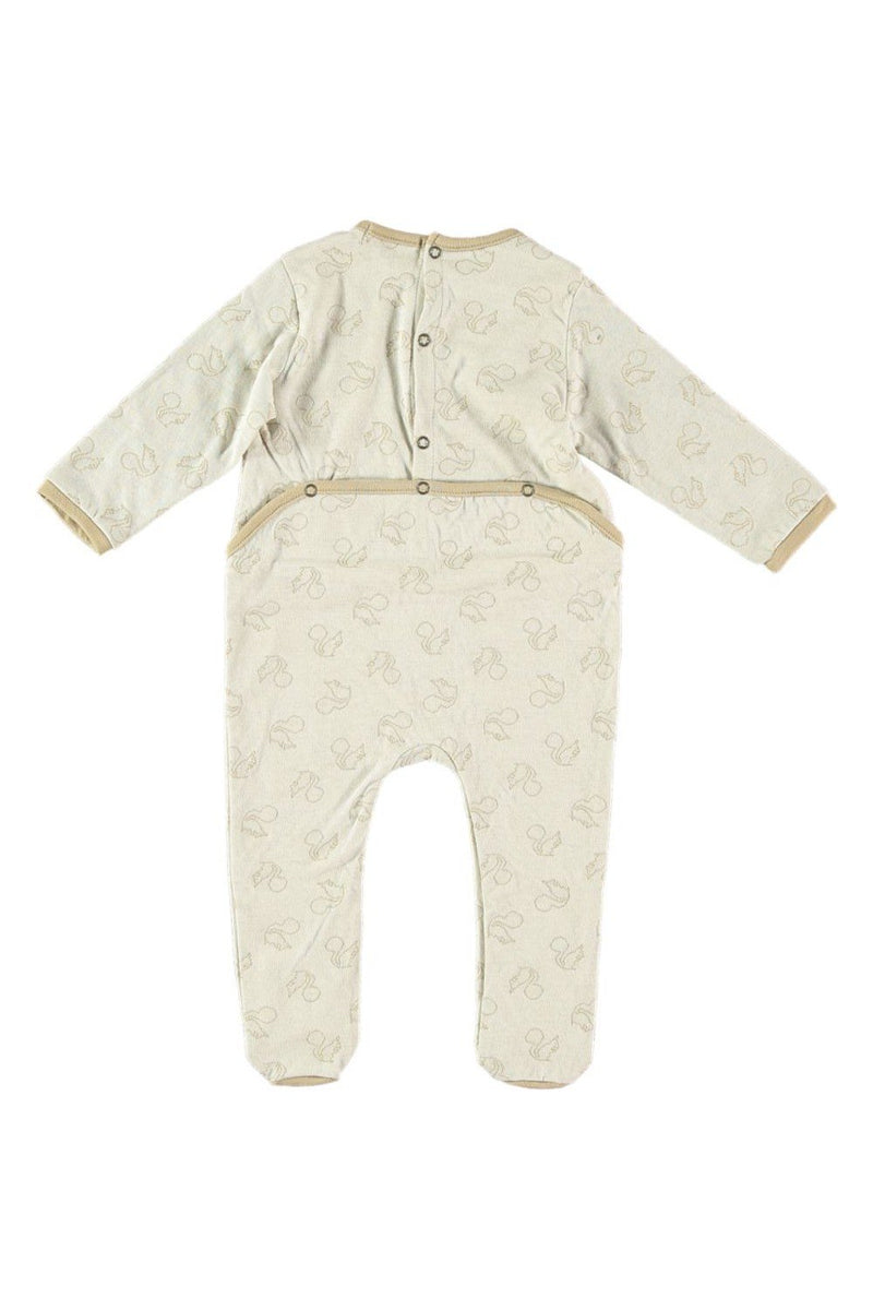 Pyjama bébé pour idée cadeaux de naissance original - Risu Risu - Pyjama Domino Imprimé Ecureuil Beige en coton bio - Photo 4