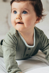 Pyjama bébé pour idée cadeaux de naissance original - Risu Risu - Pyjama Domino Kaki Clair en coton bio - Photo 3