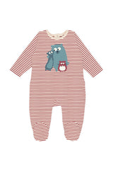 Pyjama bébé pour idée cadeaux de naissance original - La Queue Du Chat - Pyjama Les Inséparables Rayures Rouges en coton bio - Photo 2