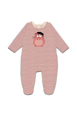 Pyjama bébé pour cadeau de naissance original - La Queue Du Chat - Pyjama P'tit Hamster Rayures Rouges en coton bio - Photo 1