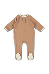 Pyjama bébé pour cadeau de naissance original - Risu Risu - Pyjama Domino Chataigne Marron en coton bio - Photo 1