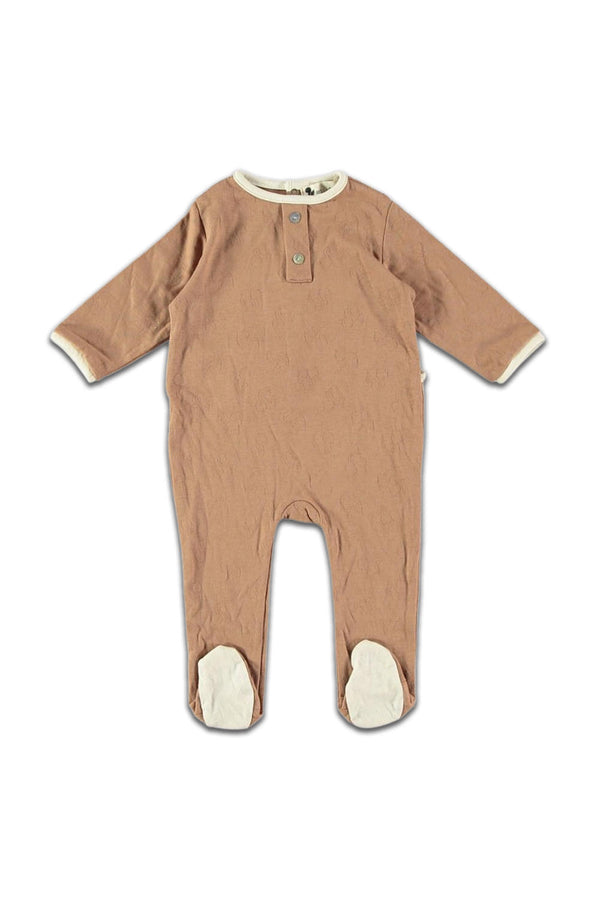 Pyjama bébé pour cadeau de naissance original - Risu Risu - Pyjama Domino Chataigne Marron en coton bio - Photo 1