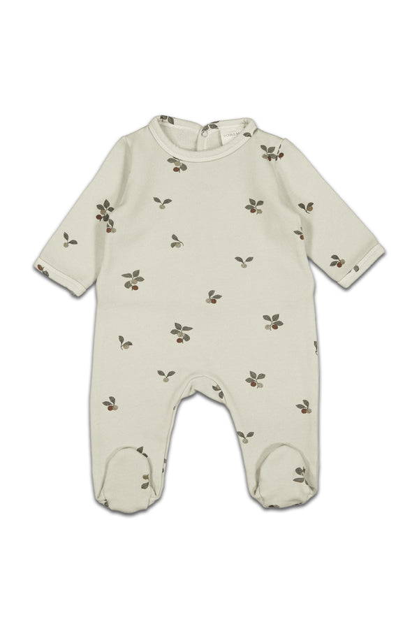 Pyjama bébé pour cadeau de naissance original - Studio Bohème - Pyjama Chubby Petites Prunes Ecru en coton bio - Photo 1