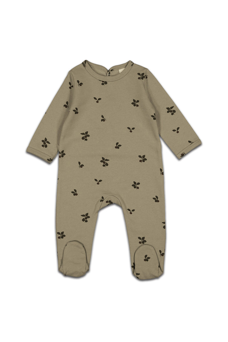 Pyjama bébé pour cadeau de naissance original - Studio Bohème - Pyjama Chubby Petites Prunes Kaki en coton bio - Photo 1