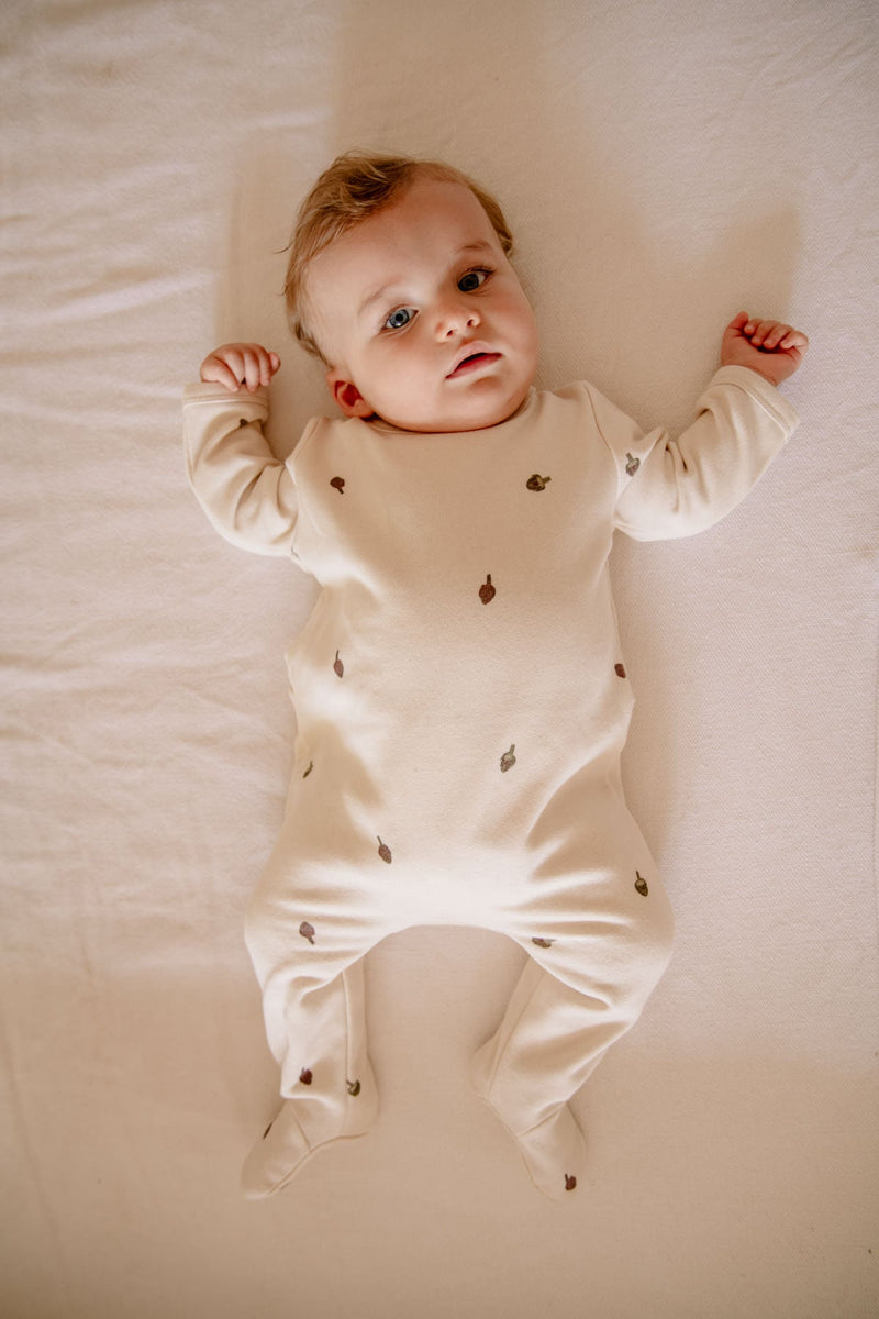 Pyjama bébé pour idée cadeaux de naissance original - Studio Bohème - Pyjama Chubby Artichauts Ecru en coton bio - Photo 2