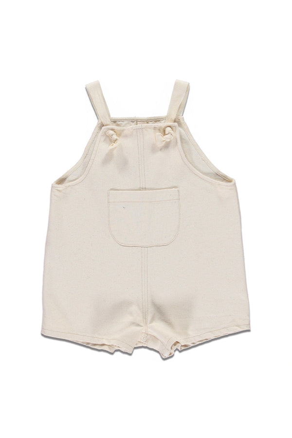 Salopette bébé pour cadeau de naissance original - LiiLU - Salopette Short en Jeans Ecru en coton bio - Photo 1