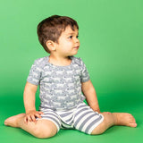 Short bébé pour idée cadeaux de naissance original - Sense Organics - Short Retro Emilio Rayures Bleu Gris en coton bio - Photo 4