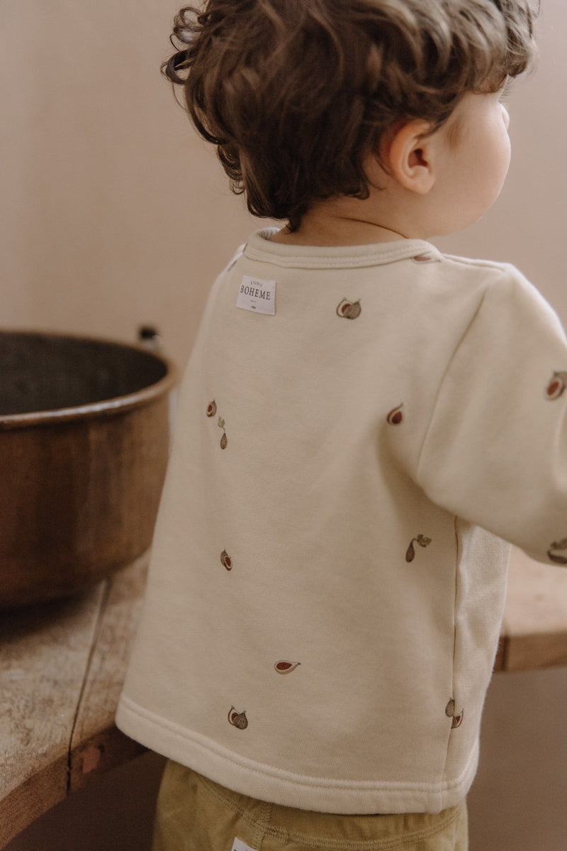 Sweat bébé pour idée cadeaux de naissance original - Studio Bohème - Sweat-shirt Noé Petites Figues Ecru en coton bio - Photo 4