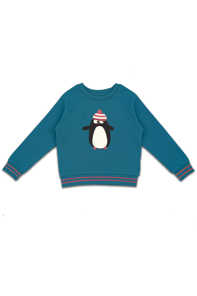 Sweat bébé pour cadeau de naissance original - La Queue Du Chat - Sweat Pingouin Bleu Corsaire en coton bio - Photo 1